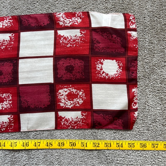 Vintage Silk Red Block Design Scarf - Picture 5 of 5